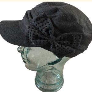 Grey Wool Blend Newsboy Hat